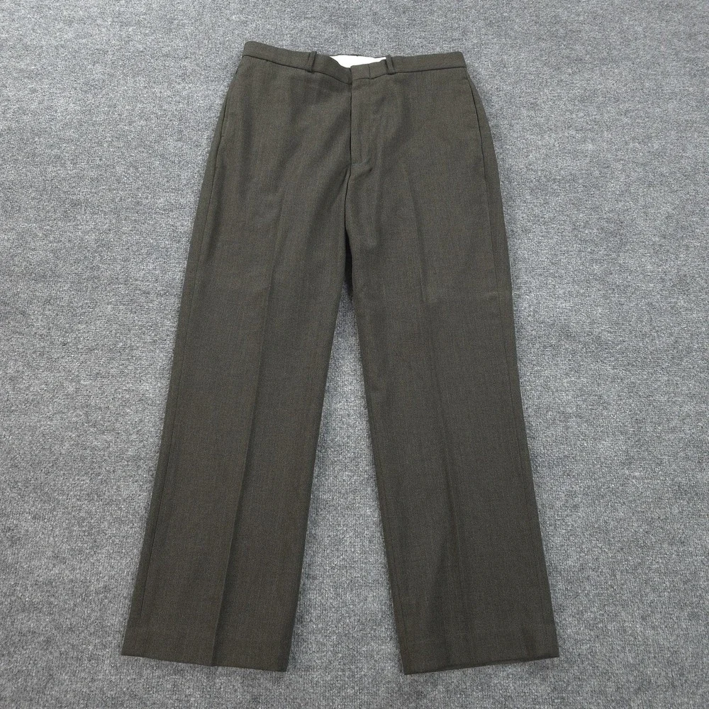 Vintage Polo Ralph Lauren Pants Mens 35x32 Brown Herringbone‎ Wool Tweed Slacks